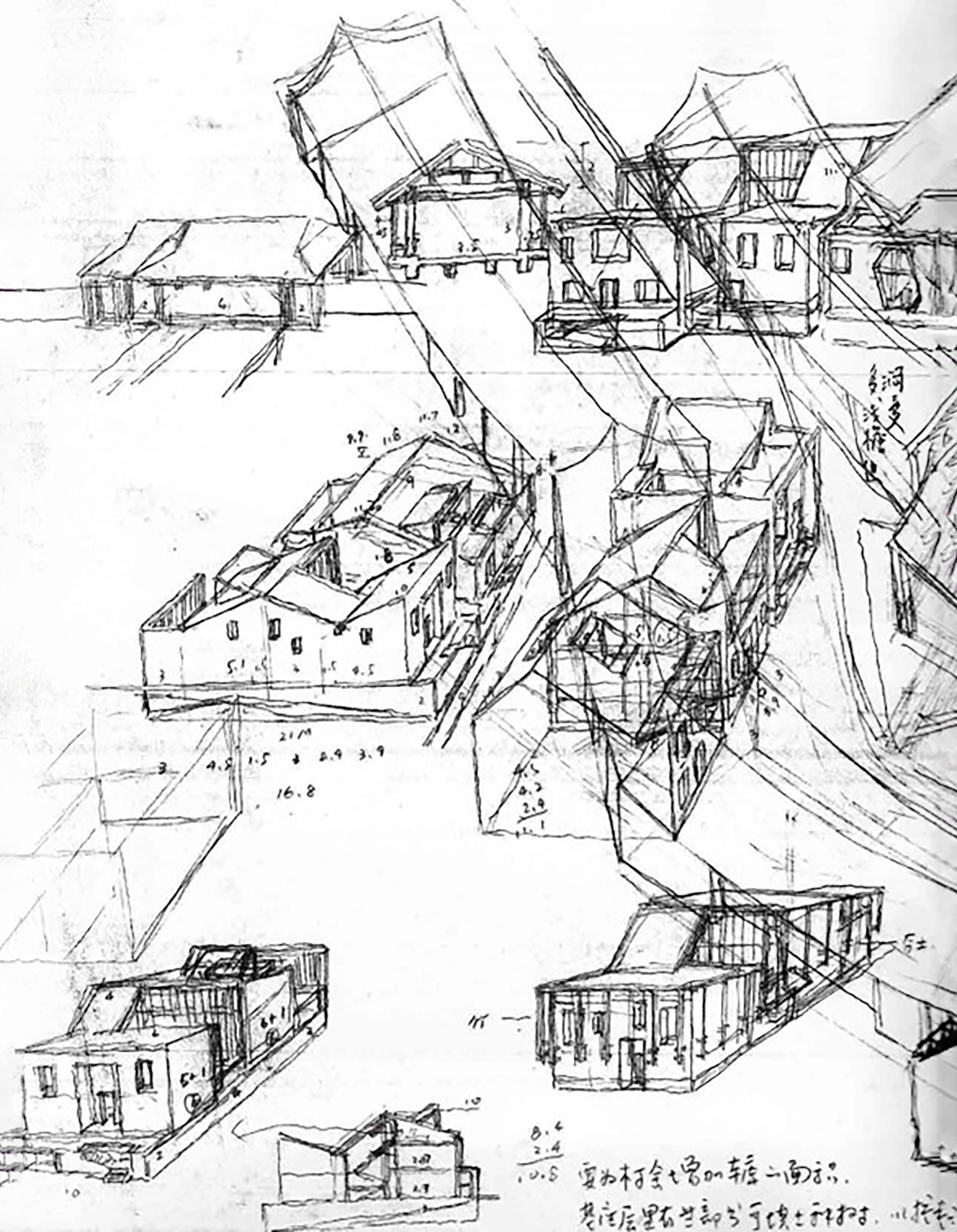 Figure 7 and 8, Frampton, K., Dong, Y et. al, Wang Shu's sketches, 2017