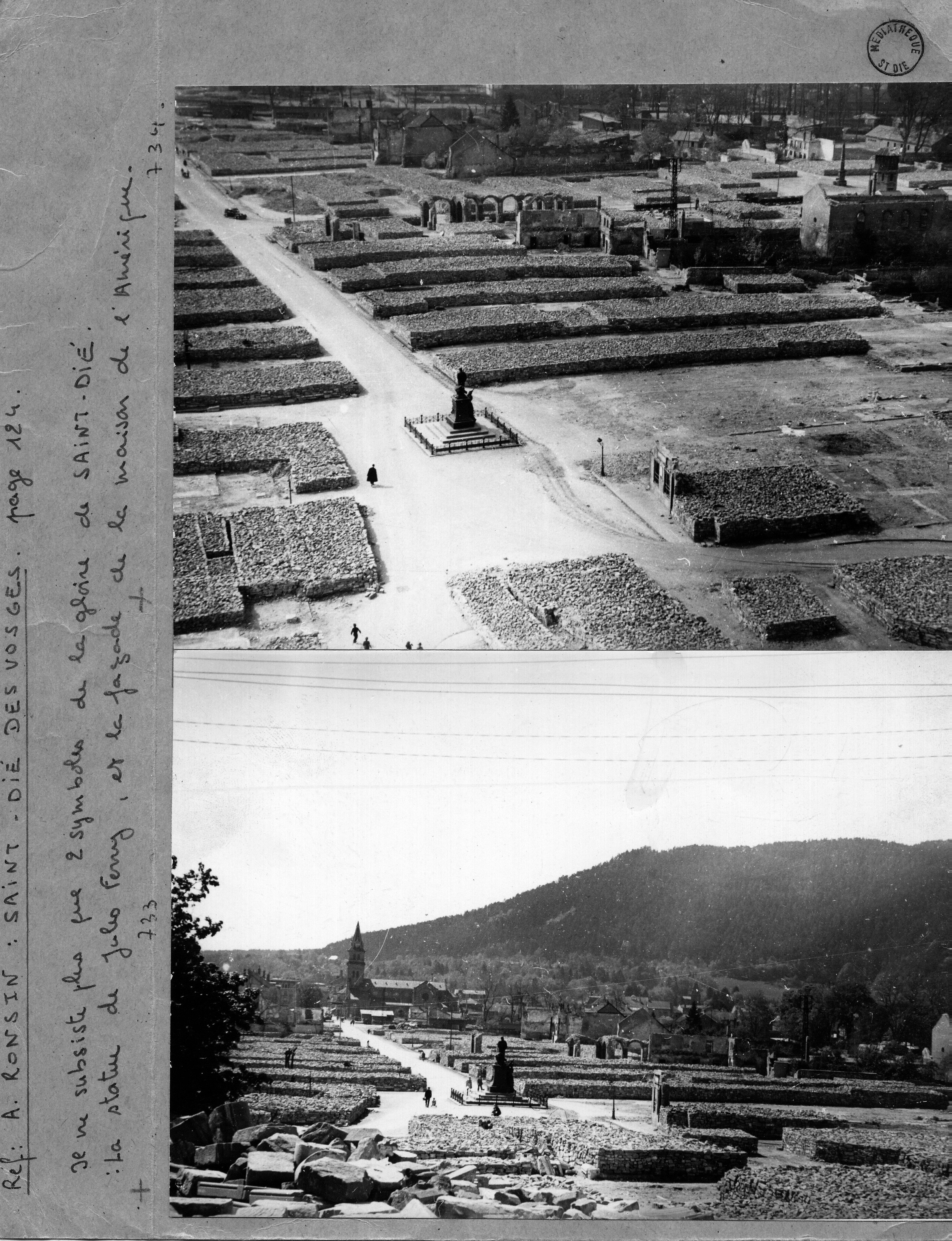 Figure 3. Saint-Dié-des-Vosges, piles of rubble grouped and cubed, ca. 1945, collections de la ville de Saint-Dié-des-Vosges