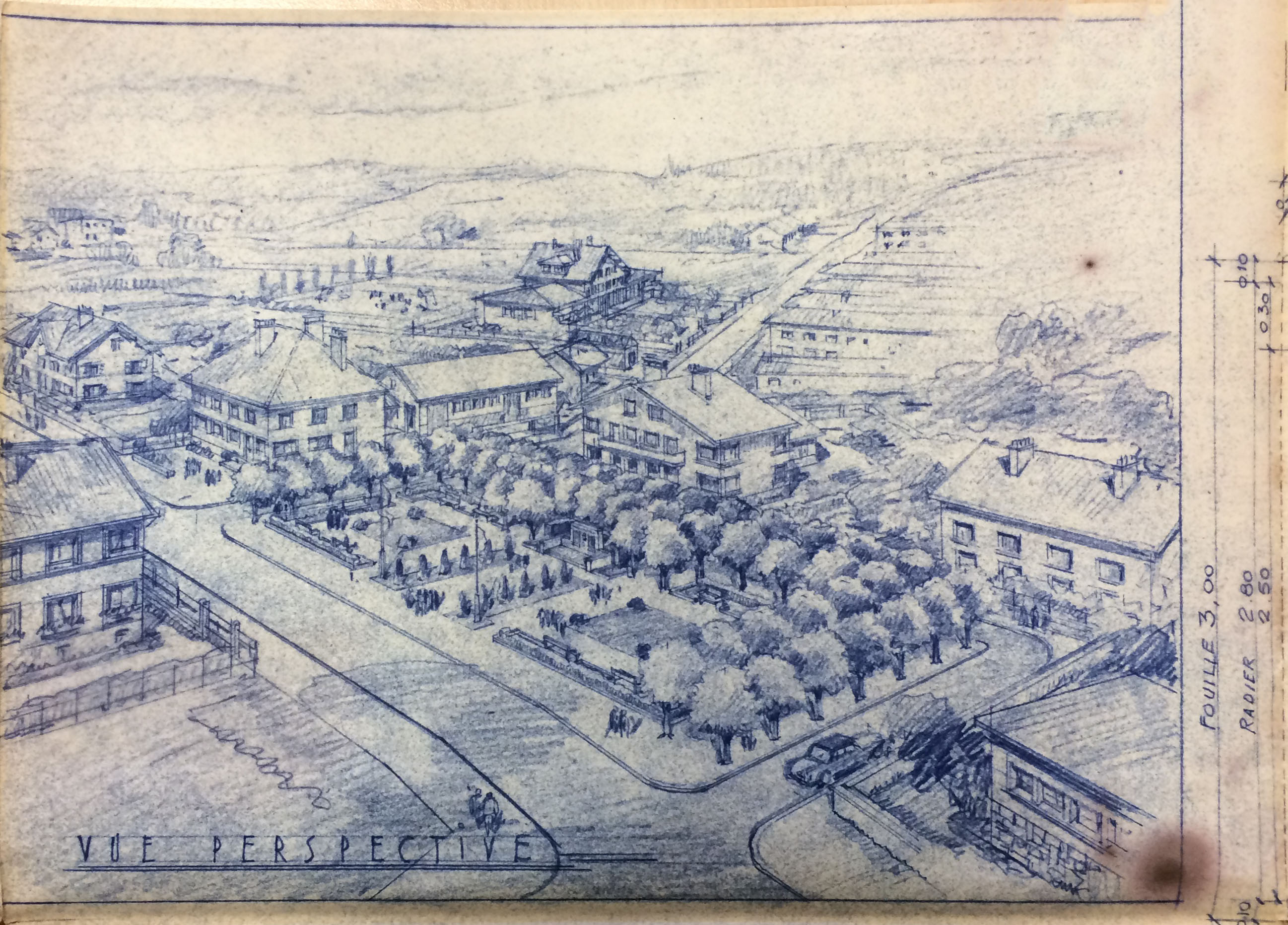 Figure 5. Saulcy-sur-Meurthe, war memorial perspective, July 1956, AD88, 1152W1078