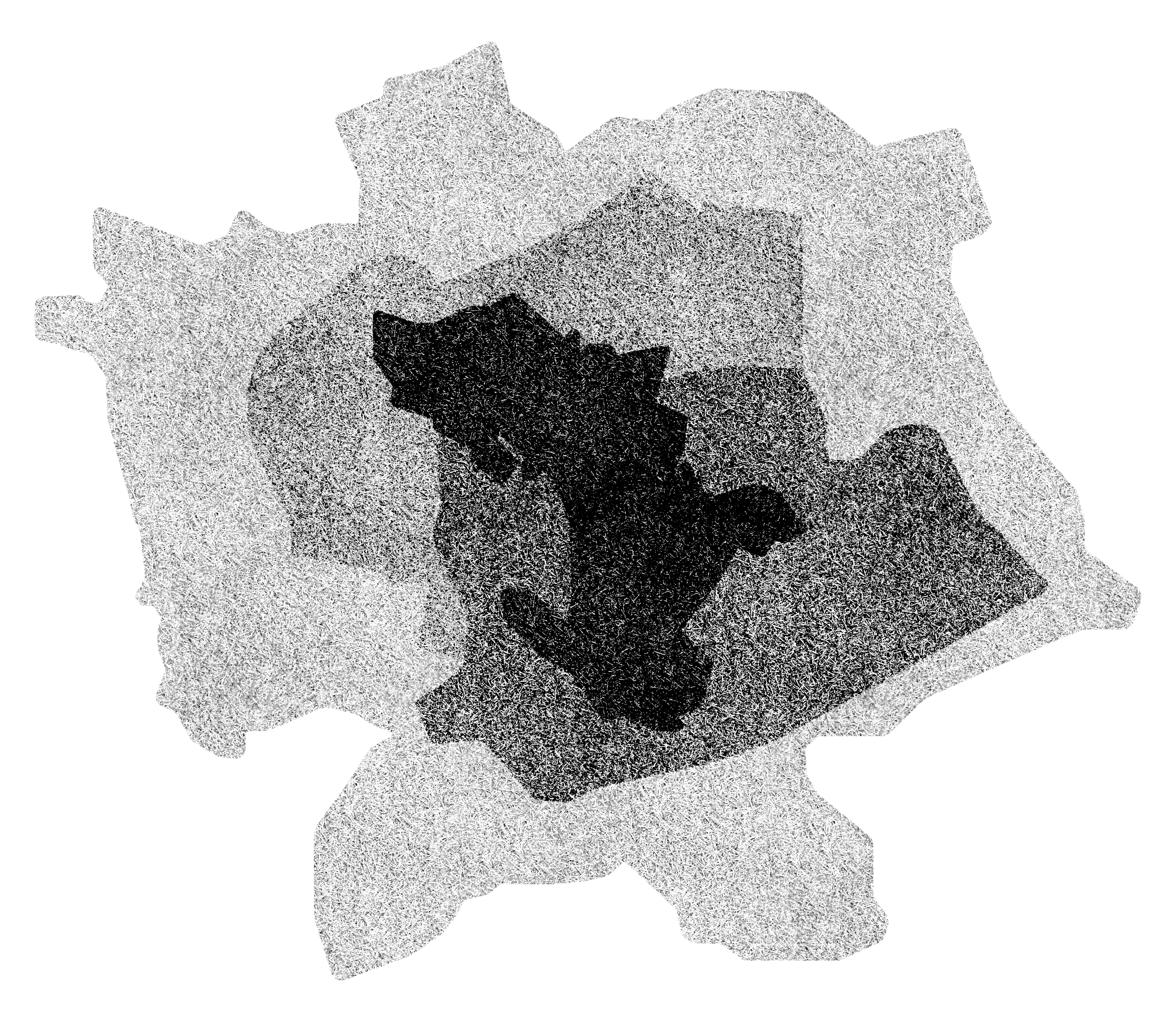 Figure 7. Europe's largest historic centre. From the largest footprint to the smallest: Roma, Palermo, Napoli, Genova. Collage by the author