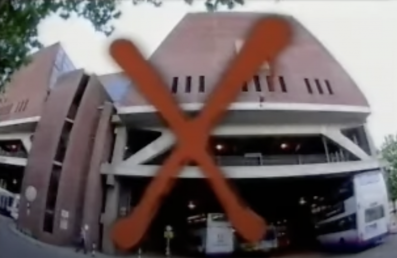 Figure 9. George Ferguson's X-list proposition is presented in relation to Greyfriars Bus Station, Northampton. Source: Still from Demolition (Oxford Film and Television for Channel 4, 2005)